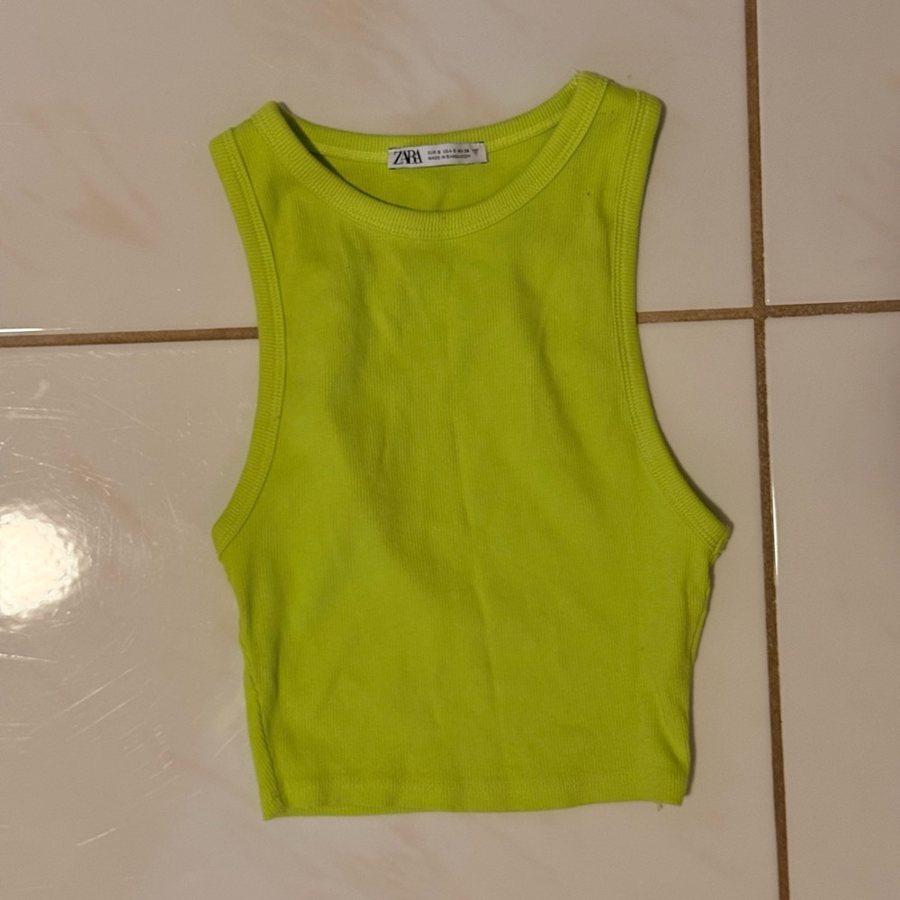 Zara women Lime Green Tank Top